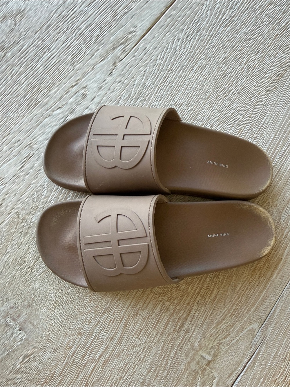 Anine Bing Brown isla Logo Slide Sandals - Picture 4 of 6